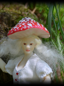 Art Bjd Gnome Girl Mushroom Amanita Muscaria, Fantasy Bjd