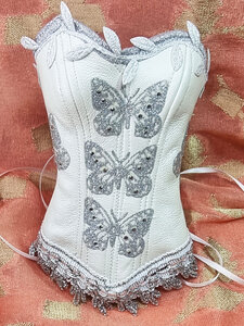White Leather Butterfly Corset 1/3 Size Bjd