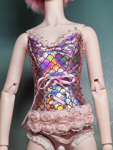 Pink Mermaid Scale Corset For 1/3 Size Bjd, Fits Smartdolls