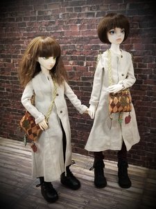 Wine Colored Linen Pants With Long Sleeve Coat For Msd 1/4